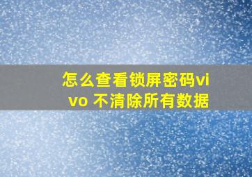 怎么查看锁屏密码vivo 不清除所有数据